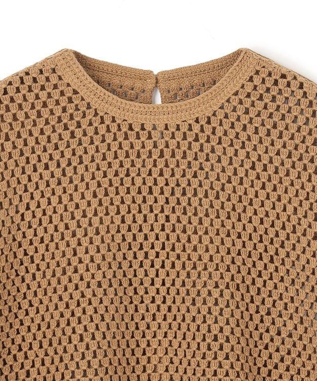 UNFILO クロシェレースニット ハーフスリーブ プルオーバー キャメル