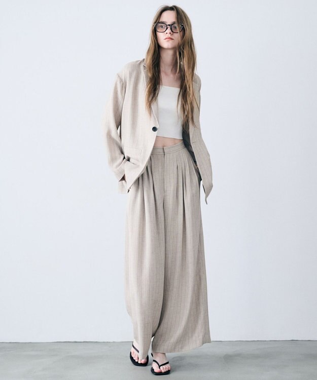 uncrave リネンライクツイル ジャケット フラックスストライプ