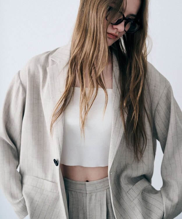 uncrave リネンライクツイル ジャケット フラックスストライプ