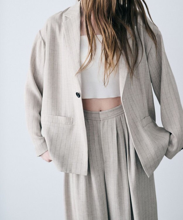 uncrave リネンライクツイル ジャケット フラックスストライプ