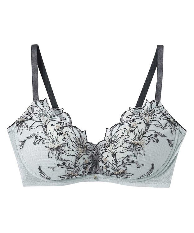 AMPHI ノンワイヤーブラ 谷間をメイク 脇高設計 A~Gカップまで対応 大きいサイズ 【BRAGENIC ブラジェニック 脇高細見えタイプ】 ブラジャー ブラ BMI353 アンフィ／ワコール グレー