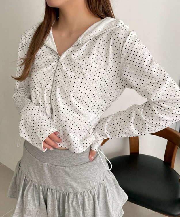 WEGO 柄Wジップパーカー ホワイト