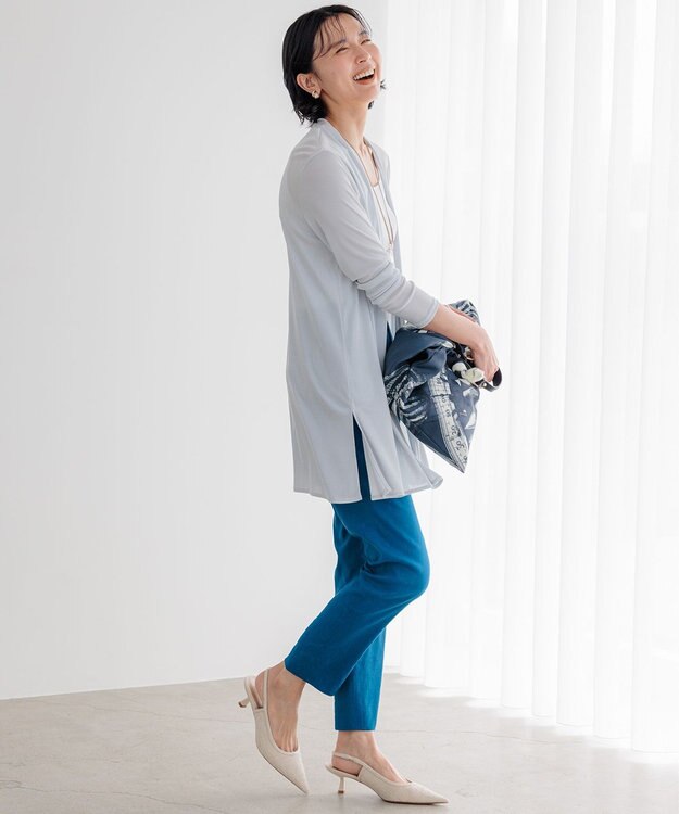 23区 【UVケア/接触冷感】マルチ機能 シアー ロング カーディガン ライトグレー系