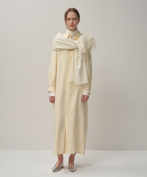 ATON SILK SUEDE | ボタンダウンシャツドレス YELLOW