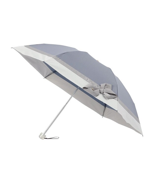 MOONBAT 【ランバン オン ブルー（LANVIN en Bleu）】晴雨兼用日傘 　折りたたみ傘　ビジューリボン スカイブルー