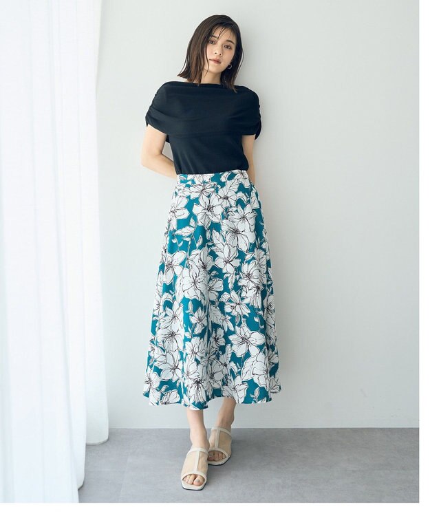 YECCA VECCA シャーリングオフショルニット Black