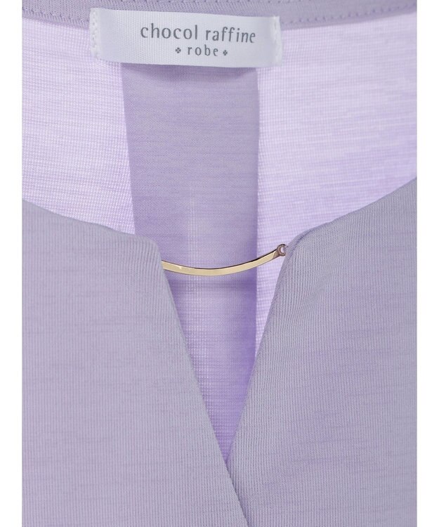 Green Parks バー付き７分袖ブラウソー Purple