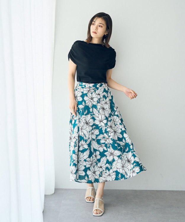 YECCA VECCA シャーリングオフショルニット Black