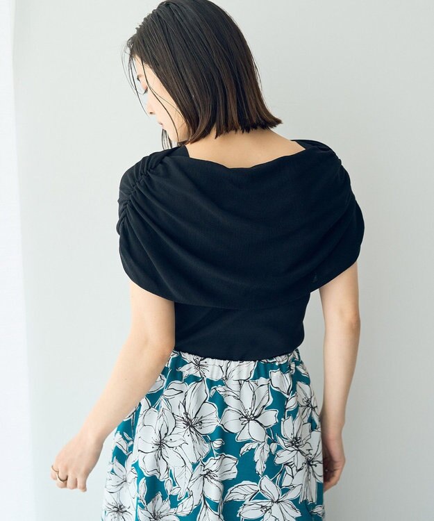 YECCA VECCA シャーリングオフショルニット Black