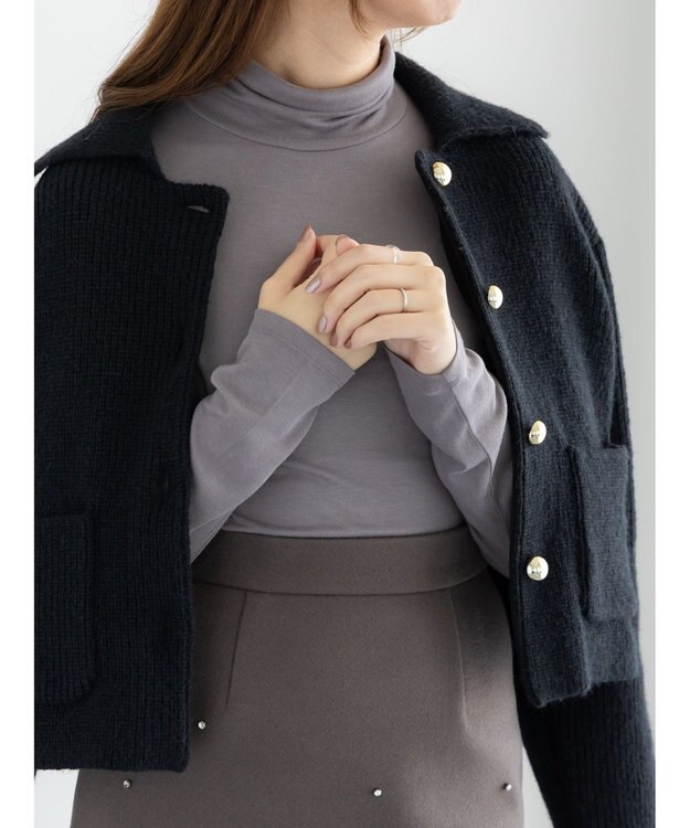 Te chichi 吸湿発熱タートルネックカットソー《2025winter catalog item》 チャコールグレー