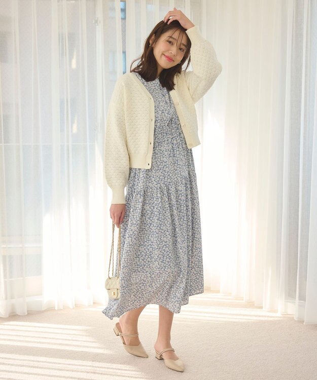 Feroux 【洗える】ポコポコ カーディガン ホワイト系