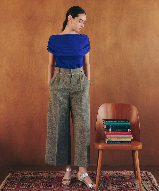 YECCA VECCA シャーリングオフショルニット Blue