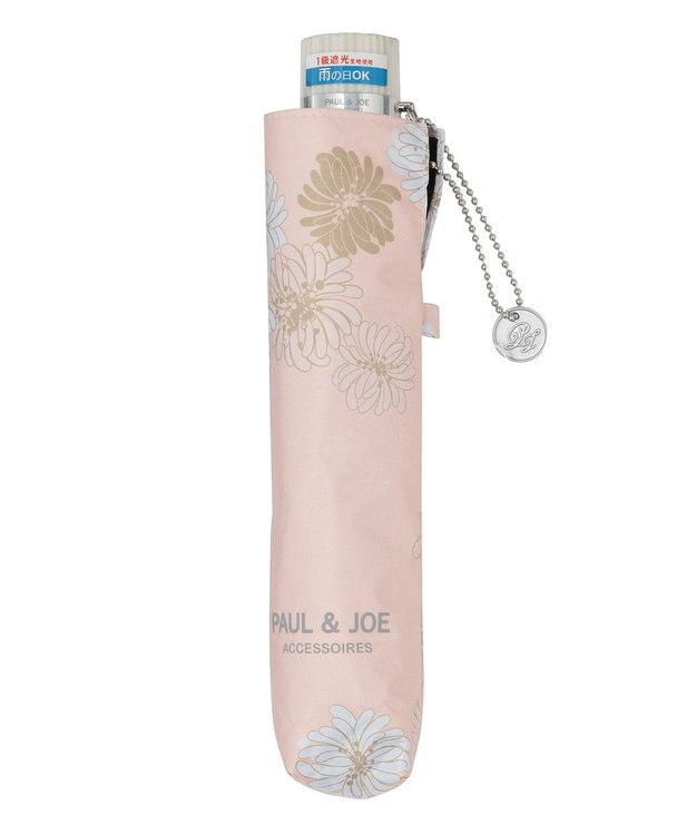 MOONBAT 【軽量】PAUL & JOE 晴雨兼用日傘 折りたたみ傘 総柄クリザンテーム 一級遮光 遮熱 UV ピーチ