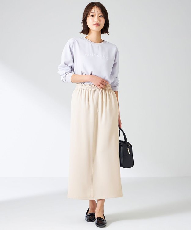 ANY SIS L 【洗える】2wayストレッチジョーゼットロゴ ロンT ラベンダー×カーブ