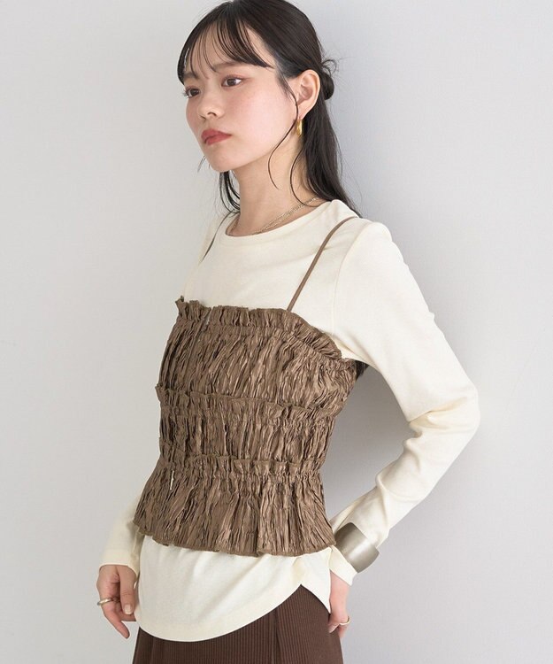 earth music&ecology サイドギャザープルオーバー Ivory