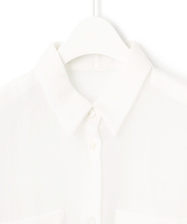 ICB L 【洗える】 PlaXシアーオーガンジー シャツ オフホワイト系