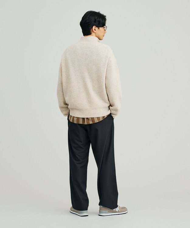J.PRESS YORK STREET 【UNISEX】ウールカシミヤ ハーフジップニット ベージュ系