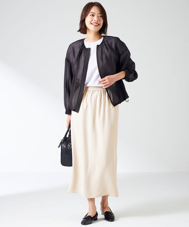 ANY SIS L 【洗える】2wayストレッチジョーゼットロゴ ロンT ラベンダー×カーブ