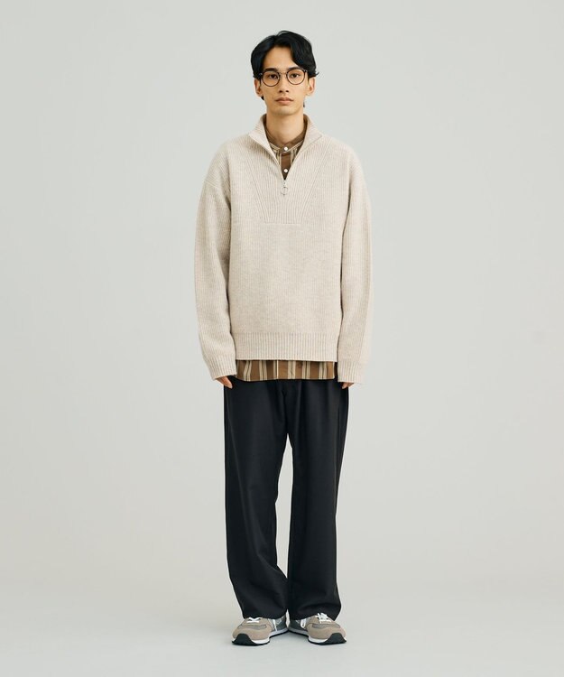 J.PRESS YORK STREET 【UNISEX】ウールカシミヤ ハーフジップニット ベージュ系