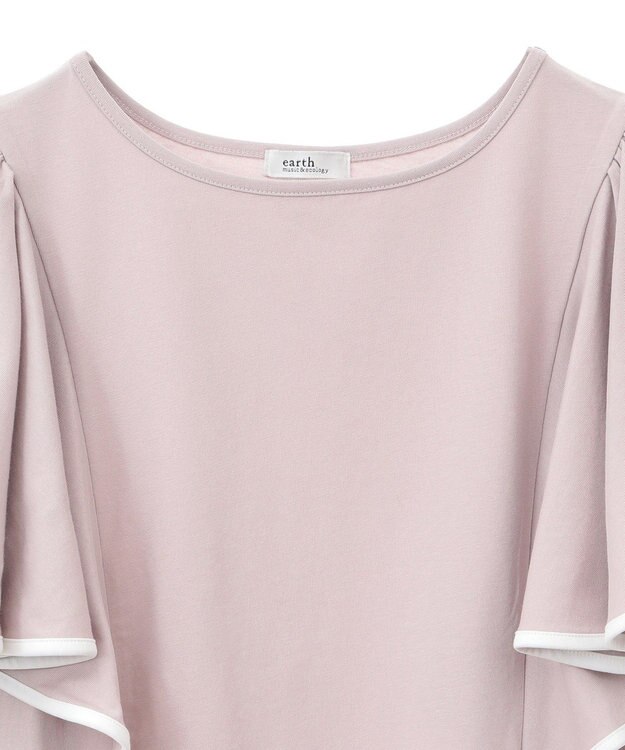 earth music&ecology 【接触冷感/洗濯機可】パイピングフレアスリーブカットソー Pink Beige