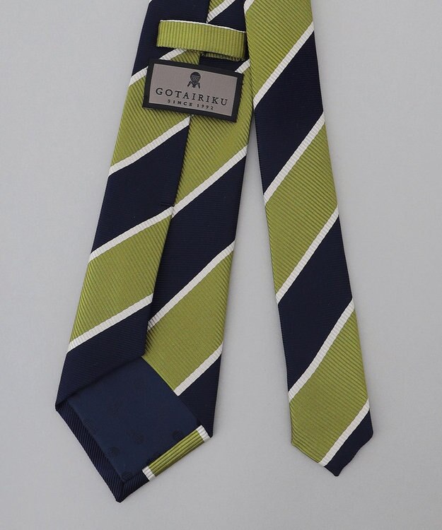 GOTAIRIKU 【日本製】西陣ネクタイ_レジメンタルストライプ柄 グリーン系1