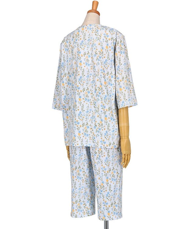 Wing 【数量限定　特別価格】 パジャマ 7分袖 8分丈 綿100％ 天竺素材 レディース EP8991 ウイング／ワコール サックス