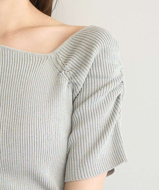 earth music&ecology アシメネックリブニットプルオーバー Gray Mixture