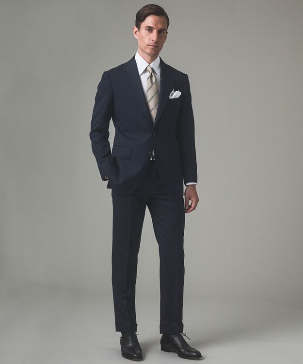 GOTAIRIKU シワになりにくい【御幸毛織/みゆきけおり】DRY SPINNER(ドライスピナー)スーツ（ネイビーストライプ） ネイビー系1