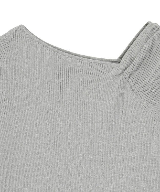 earth music&ecology アシメネックリブニットプルオーバー Gray Mixture