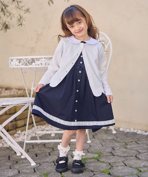 ANY KIDS 襟付き 半袖 ワンピース ネイビー