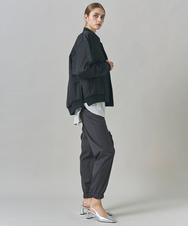 ICB 【洗える】 マットサテン MA-1ブルゾン ブラック系