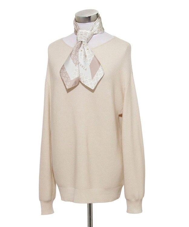 MOONBAT FURLA(フルラ)シルクツイル アーチロゴ スカーフ 65cm×65cm オフホワイト