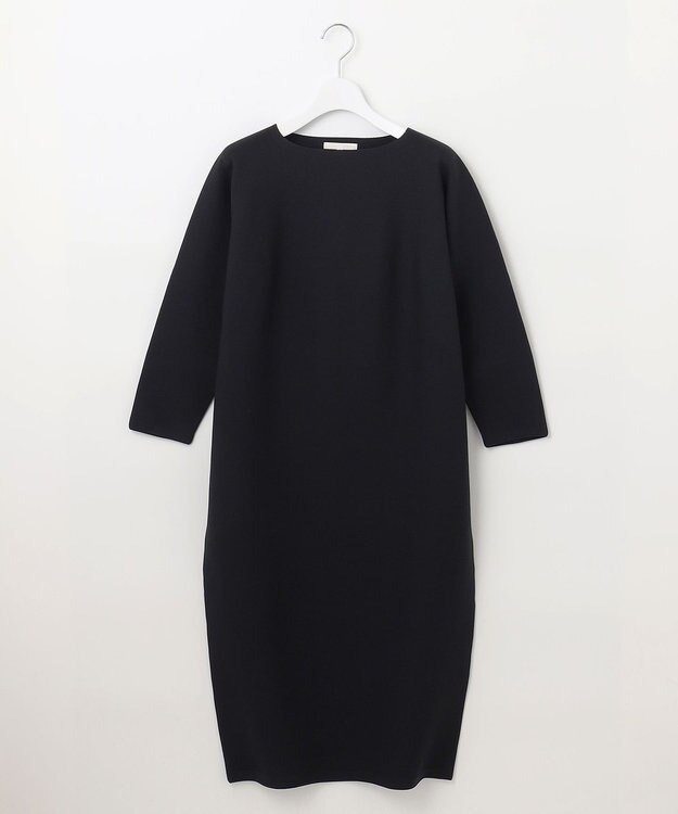 自由区 【洗える】ポリエステルホールガーメントニット ワンピース ブラック