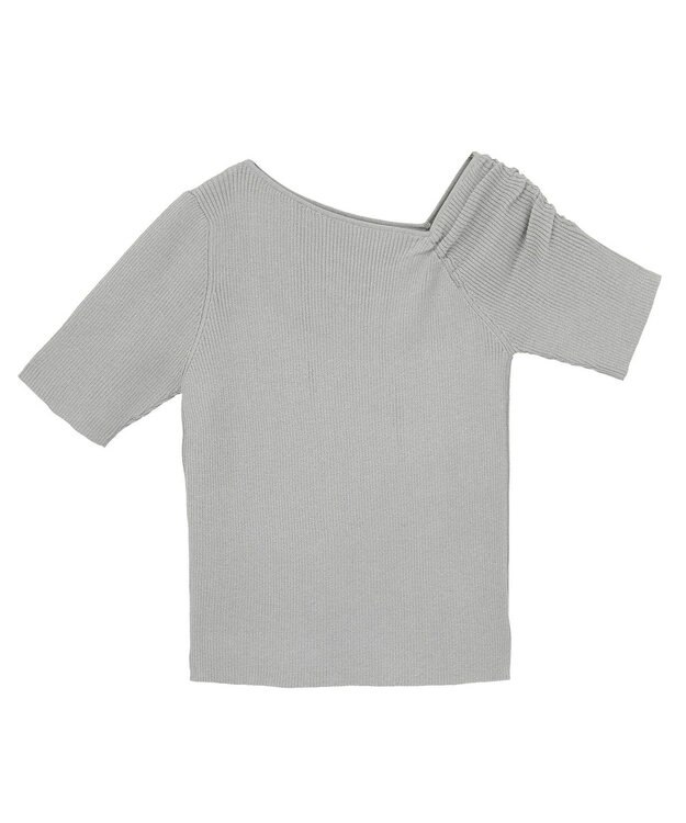 earth music&ecology アシメネックリブニットプルオーバー Gray Mixture