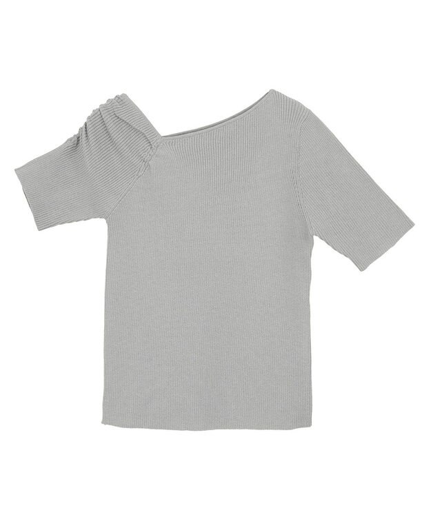 earth music&ecology アシメネックリブニットプルオーバー Gray Mixture