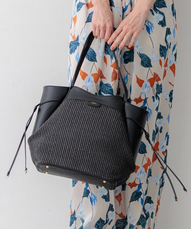 23区 ペーパーライクコンビ トートバッグ (M) ブラック×ブラック