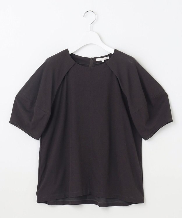 自由区 【洗える】ボリュームスリーブピケ カットソー ダークブラウン