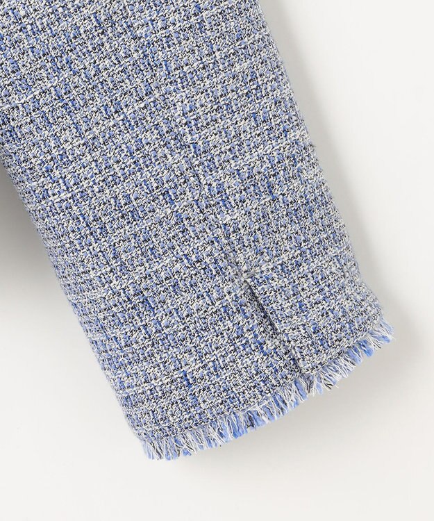 自由区 【セットアップ対応・洗える】ライトミックスツイード ジャケット ライトブルー