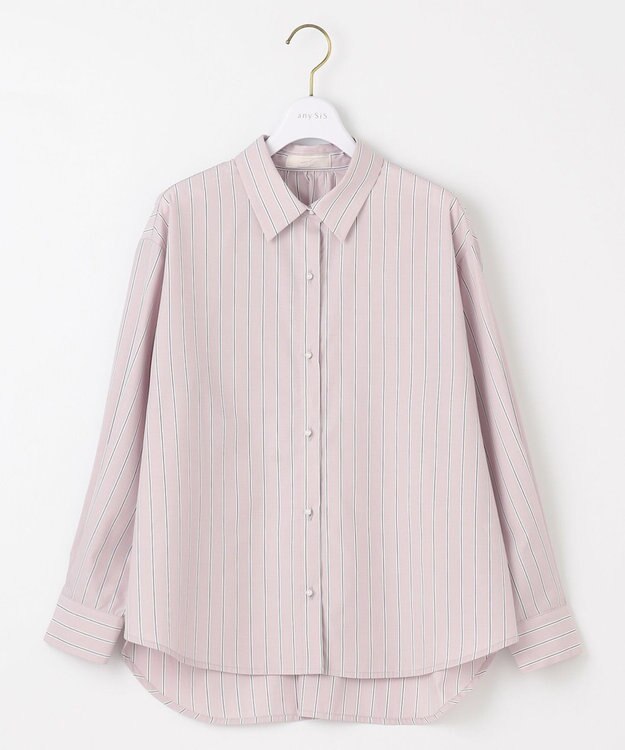 ANY SIS 【UVケア】イージーケアストライプ シャツ ピンクストライプ
