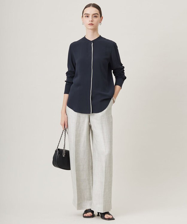 ICB 【日本製】トリアセリネンシャイニーツイル ワイドパンツ ライトグレー系