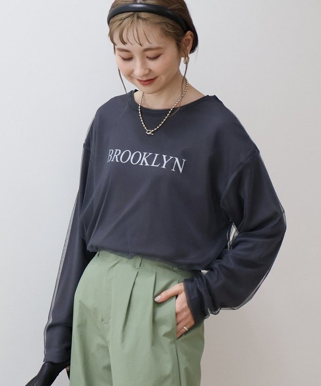 AMERICAN HOLIC ＳＥＴ　チュールＴ＋ロゴＴ Charcoal Gray