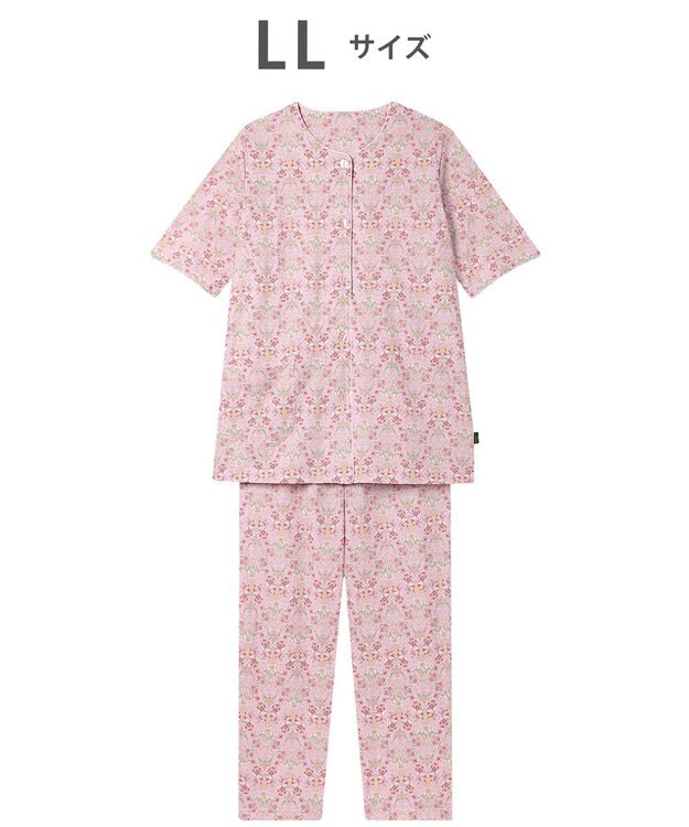 WACOAL パジャマ 綿100%(本体) 天竺素材 ミントン 5分袖 半袖 長ズボン レディース NDT167 /ワコール ピンク