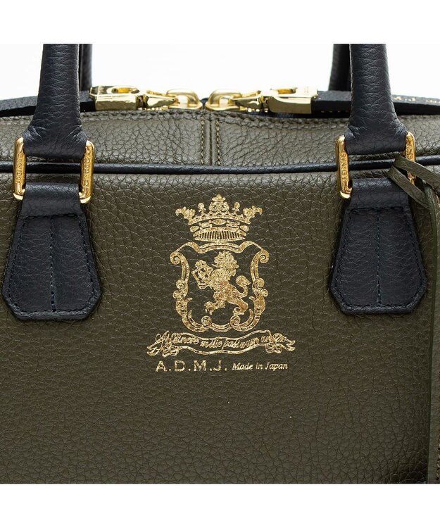 A.D.M.J. 【牛革】モーツァルト/バイカラーボストン25cm(ショルダーストラップ付) FOREST×MARINE