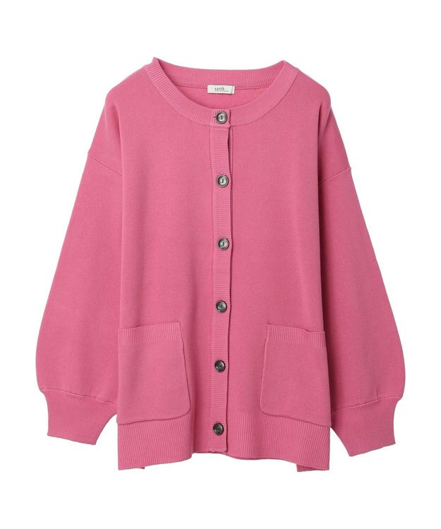 earth music&ecology クルーネックミドル丈カーディガン Pink