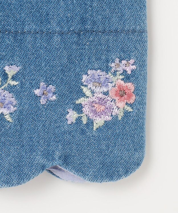 ANY KIDS スカラップ×刺繍デニムパンツ ブルー