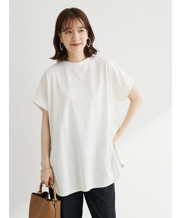 Green Parks 汗じみ防止Ｗカフスフレンチチュニック Off White