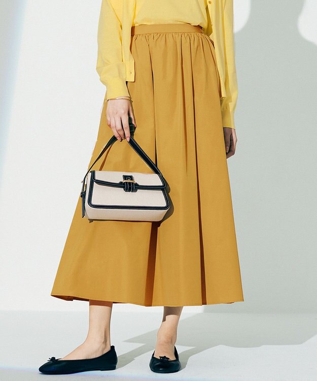 23区 【洗える】ハイカウントライトタフタ ギャザースカート イエロー系