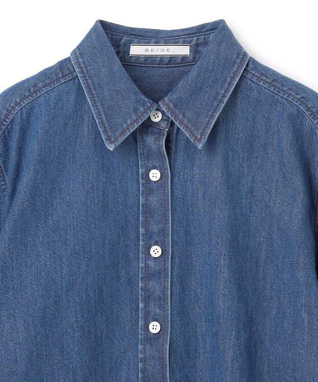 BEIGE， 【洗える】DELAUP / ダンガリー風コットンデニムシャツ Indigo