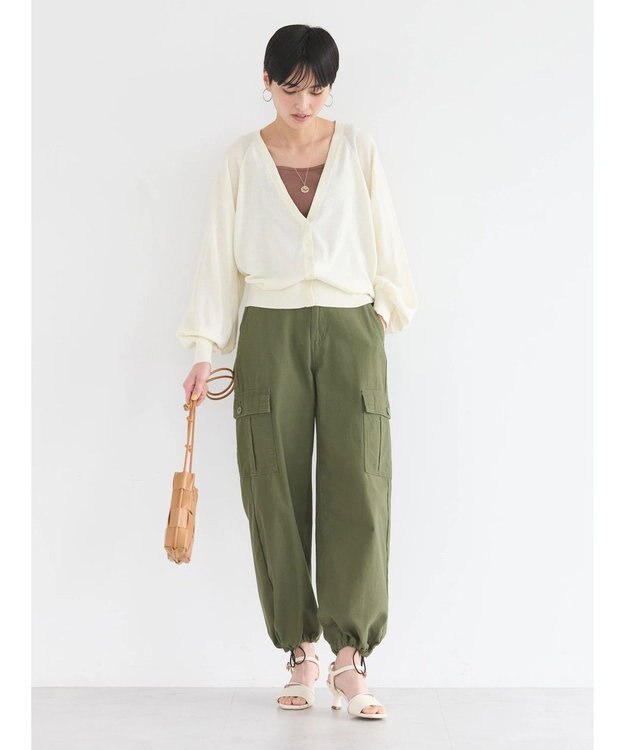 AMERICAN HOLIC 袖ボリュームショートニットカーディガン Ivory