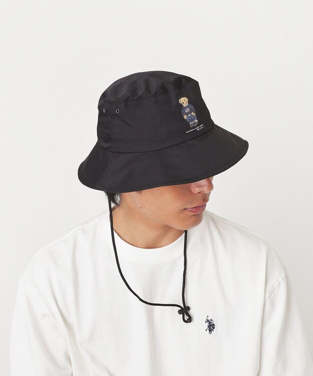 MOONBAT 【WEB限定】POLO RALPH LAUREN（ポロ ラルフ ローレン）遮光 レインハット  FLAG BEAR ポロベア ブラック